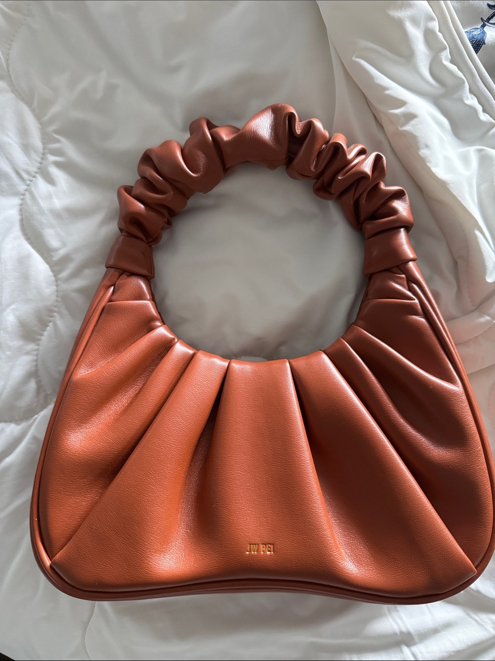 JW PEI Rust Orange Ruched Shoulder Bag